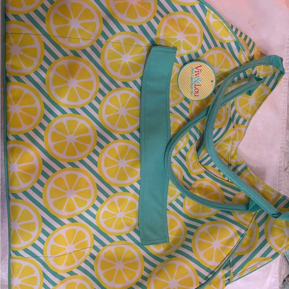 NWT Viv & Lou Lemon Print Tote Bag - Yellow and Green